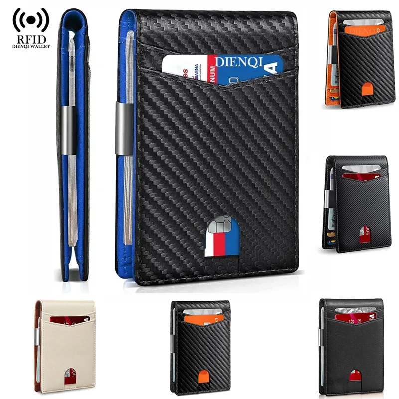 Bifold Leather Wallet - Portfel męski z włókna węglowego z