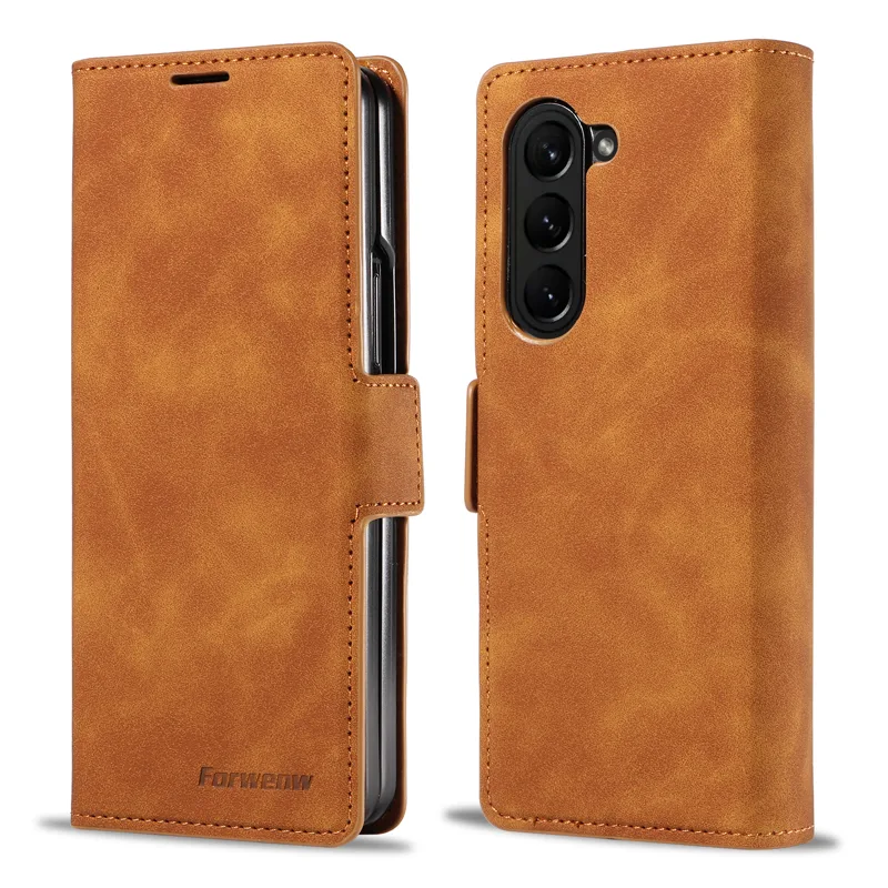 Bifold Leather Wallet - Luksusowe skórzane etui na telefon z