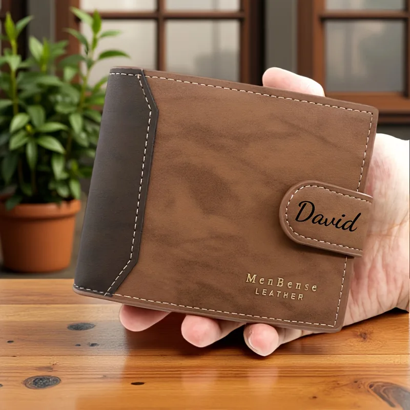 Bifold Leather Wallet - Portfel męski z matowej skóry z