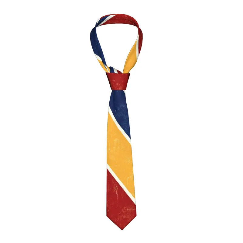 Men'S Yellow Accessories - Krawat w stylu vintage z czerwono-żółto-niebieskimi