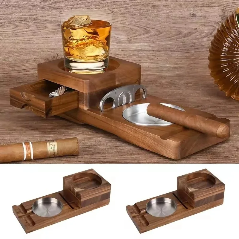 Men Accessories Drawer - Drewniana popielniczka na cygaro z szufladką