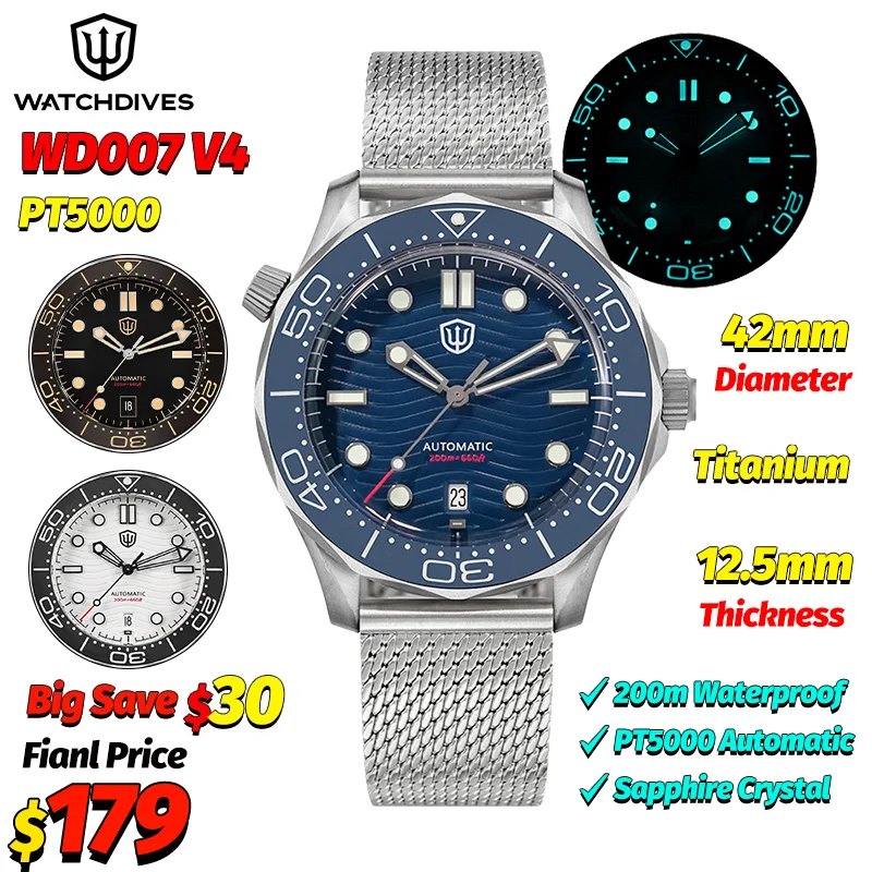 Young Men'S Accessories - Watchdives WD007 V4 Automatyczny Zegarek Nurkowy