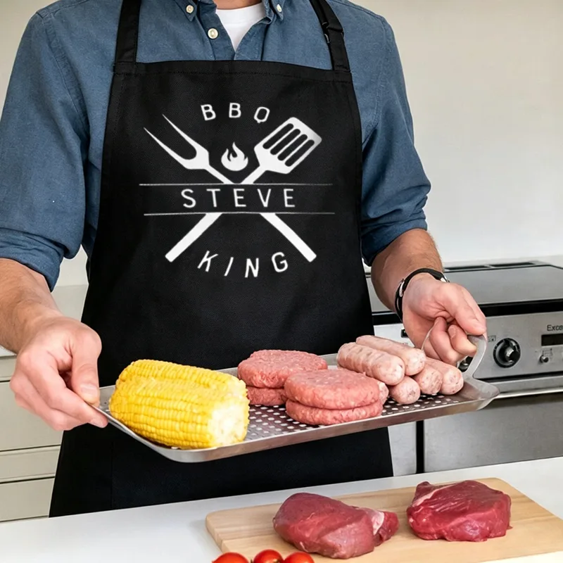 Men Accessories For Birthday Gift - Spersonalizowana Fartuch na Grilla Król BBQ