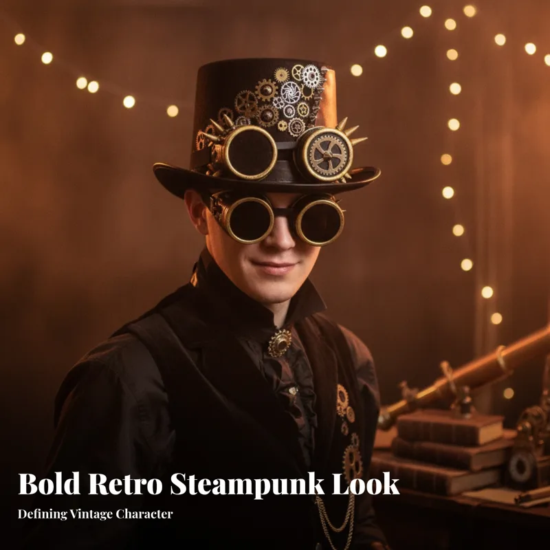 Men'S Victorian Accessories - Kapelusz Steampunk z Goglami, Regulowany Pasek,