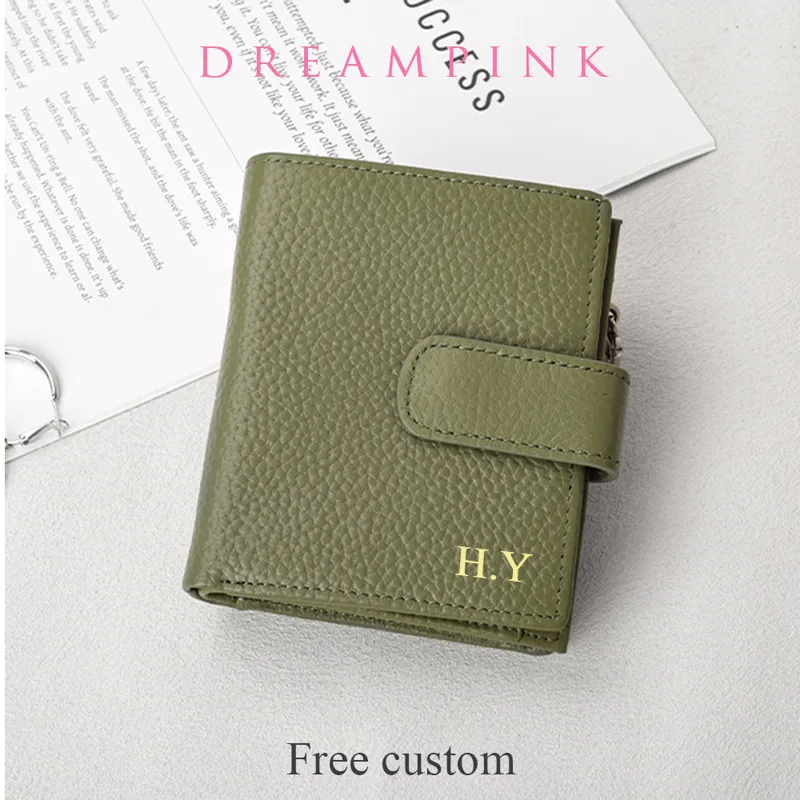 Bifold Leather Wallet - Portfel damski ze skóry bydlęcej z