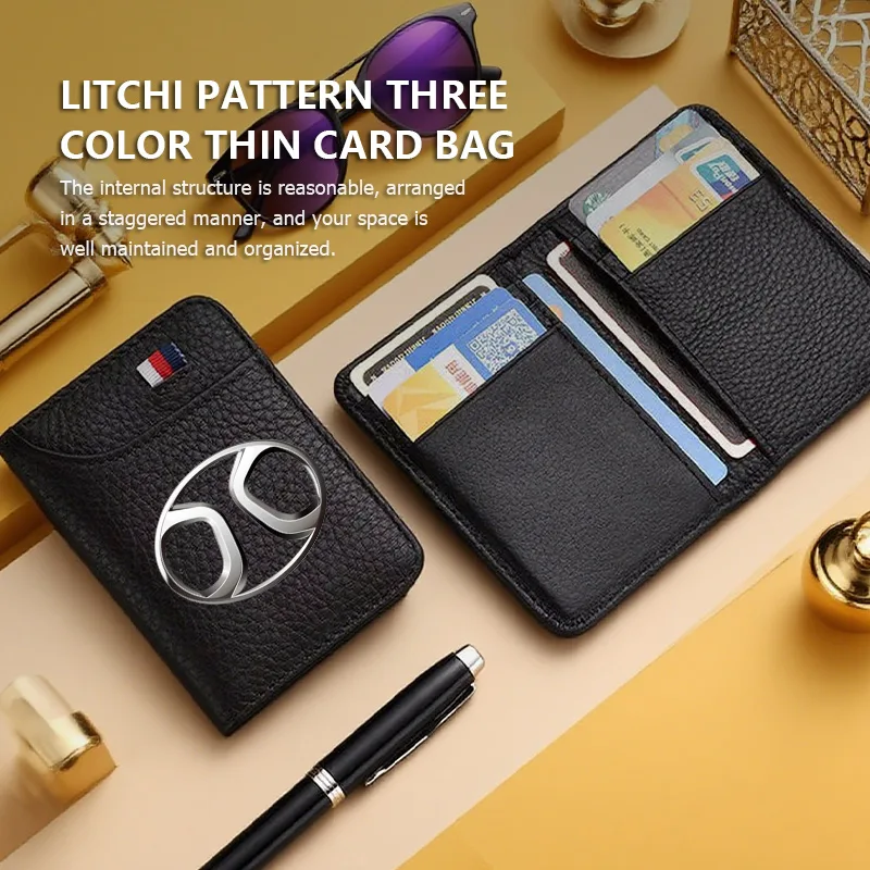 Portfel męski z wzorem liczi,  – Bifold Leather Wallet recenzja i cena